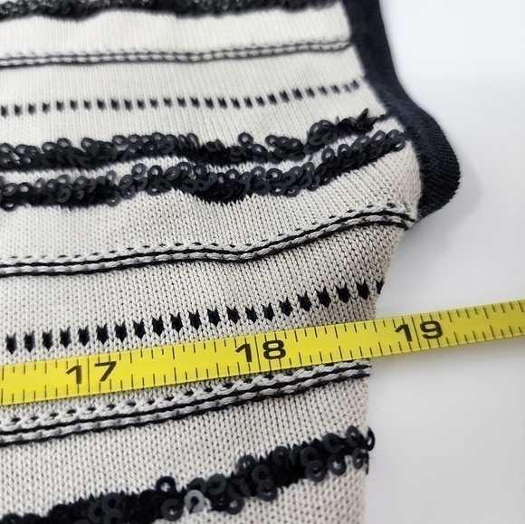 Coldwater Creek Size Large Black White Sequin Silk Blend‎ Short Sleeve Shirt - Picture 9 of 11